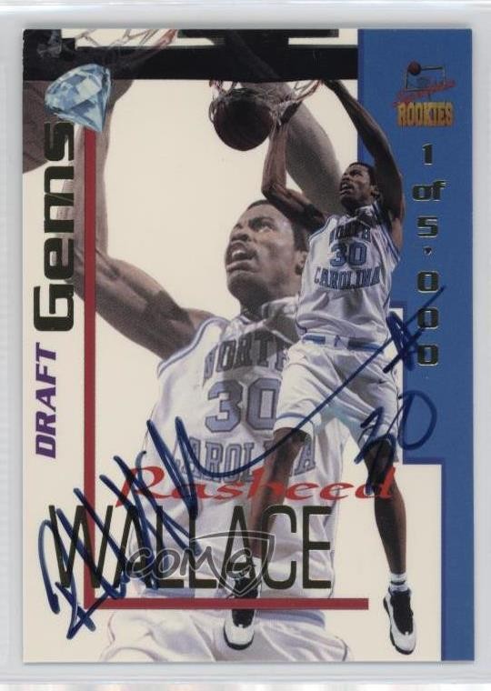 1995 Draft Day Gems Authentic Signatures Rasheed Wallace #DG10 Auto RC 2b6
