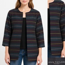 ANN TAYLOR LOFT Open Front Jacket Blazer Casual Sz L Women's Textured