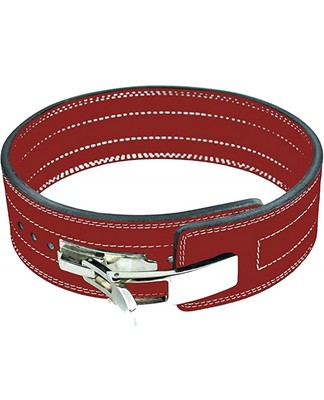 Flexz Fitness Lever Weight Lifting Leather Belt 10mm Powerlifting Red XX-Large
