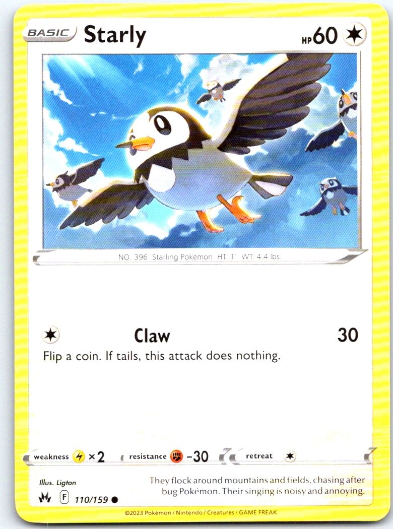 Starly 110/159 Common Crown Zenith Pokemon NM