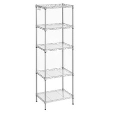 Kitchen Shelf 5 Tier Thin Storage Shelf 8 Hooks Bathroom Cabinet Plastic Board