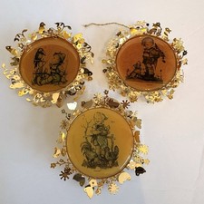 Set Of 3 Vintage Hummel Gold Christmas Ornaments