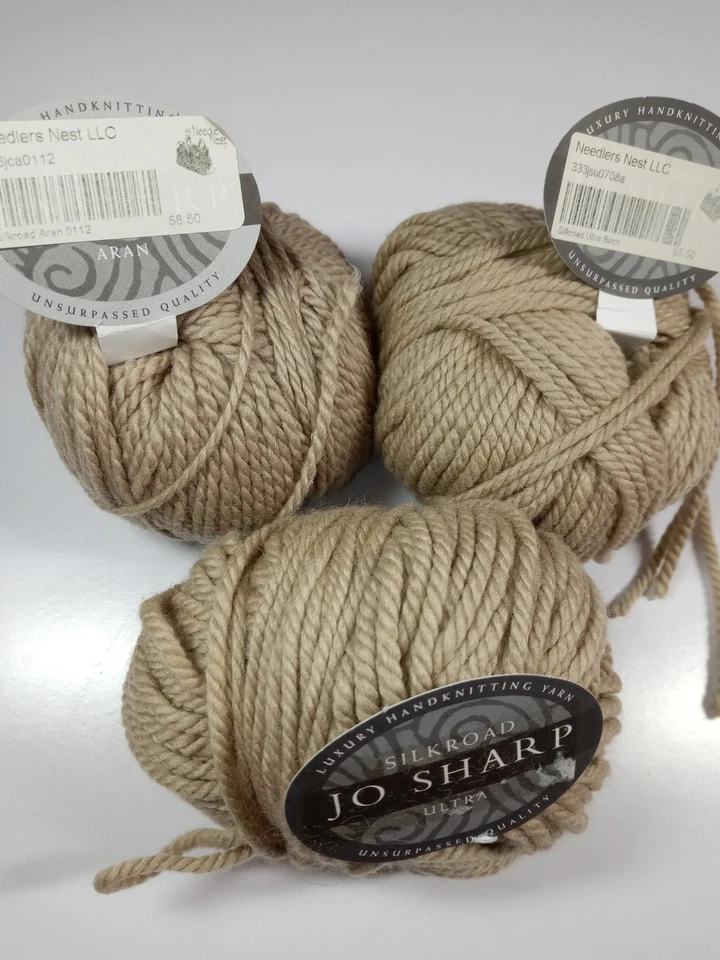 Jo Sharp Garn Silk Road Ultra #708 Birke Menge 3 je 60 Yds Seide/Kaschmir/Wolle