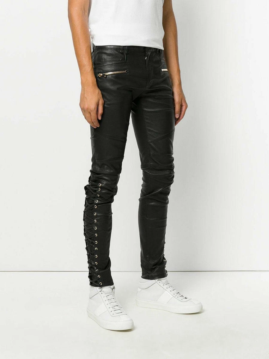 Lambskin leather pants men deals