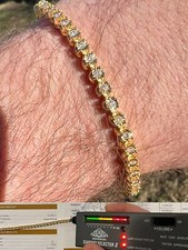 3mm MOISSANITE Illusion Set Tennis Bracelet 14k Gold Vermeil 925 Silver 6-8.5"