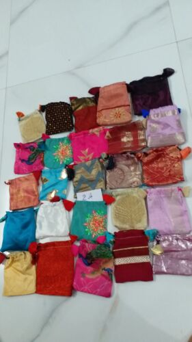 Handmade Beautiful Silk Cloth Coin jewelry Gift Bags Wholesale Lot 25 Pcs. - Picture 3 of 5