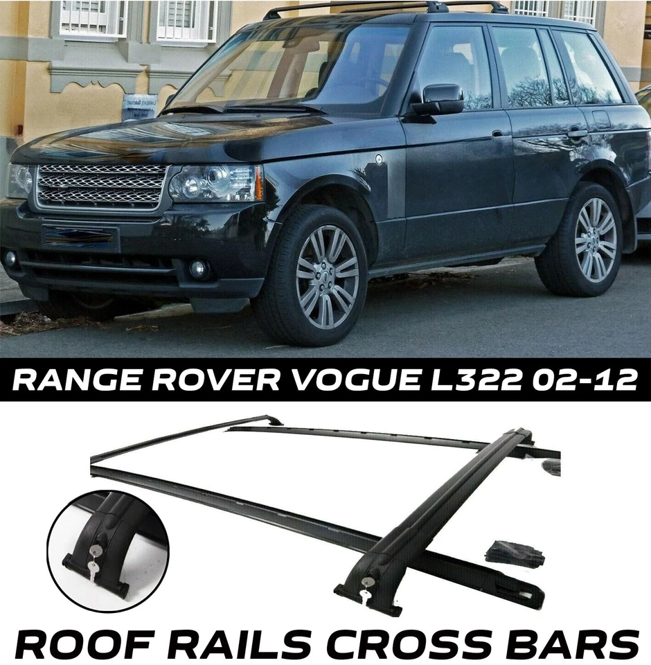 FOR RANGE ROVER VOGUE L322 02-12 BLACK ROOF RAIL RAILS RACK CROSS BARS OEM STYLE - Image 2 of 4