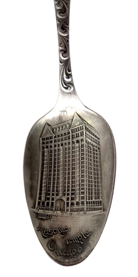 MASONIC TEMPLE Chicago Wallace cuchara esterlina ANTIGUA - Nueva Foto 2 de 4