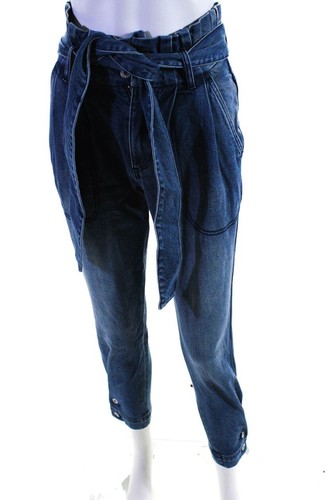 Something Navy Womens June Tie-Waist Denim Denim Medium Blue Size 2 - Picture 2 of 4