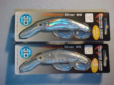 2 NEW Savage Gear minnow diver 95  3D Fishing LURES ready to paint 3 3/4''