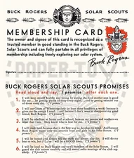 BUCK ROGERS SOLAR SCOUTS MEMBERSHIP CARD - FANTASY REPRINT