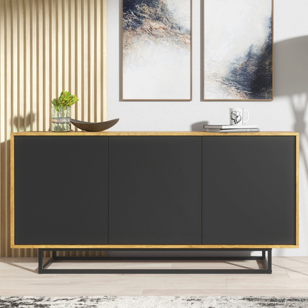 Sideboard 160cm | Rustic Modern | Industrial | Loft Style | Oak & Black | ⭐⭐⭐⭐⭐
