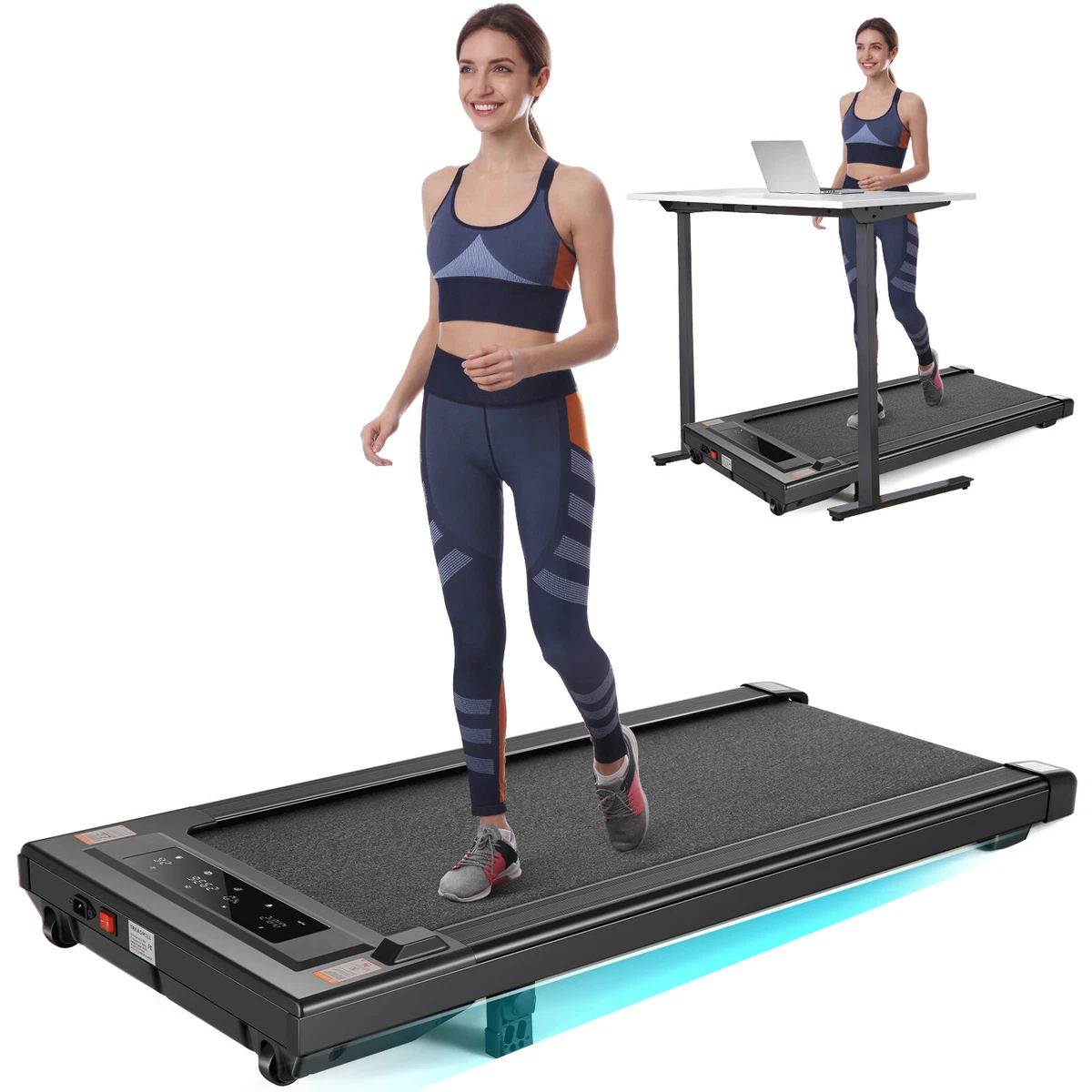 Under Desk Treadmill, 300 lb Capacity Walking Pad Treadmill with Remote,  Electric Portable Treadmill with LCD Touch Display, Installation-Free and  12