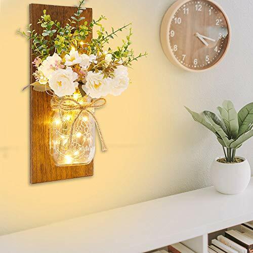 Mason Jar Wall Decor Rustic Wall Sconce Handmade Remote Control LED Light,2 Pack - Picture 6 of 8