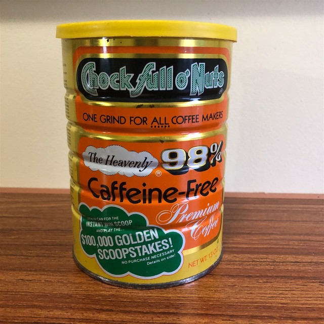 Vintage Chock Full of Nuts Coffee Tin with cover Caffeine Free 1980's