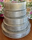 Set Of 5 Vintage Lockwood Round Aluminum Baking Cake Pans 12”, 10”, 9”, 8” & 7”