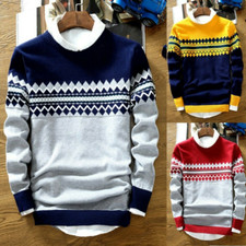 Mens Jumper Long Sleeve Sweater Classic Pullover Top Sweatshirt Knitted Pullover