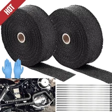 2 Rolls x Titanium Pipe Header Manifold Exhaust Heat Wrap Tape 24 Ties 2" X 50ft