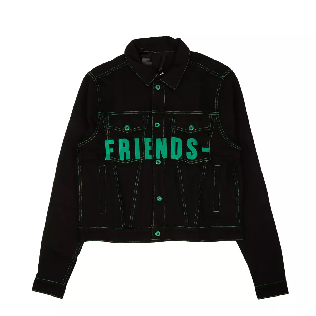 NWT VLONE Black Green Friends Denim Jacket Size M