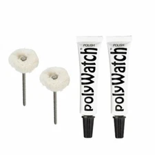 2 Polywatch Watch Crystal Scratch Remover + 2 Mounted String Buff Soft Polishing