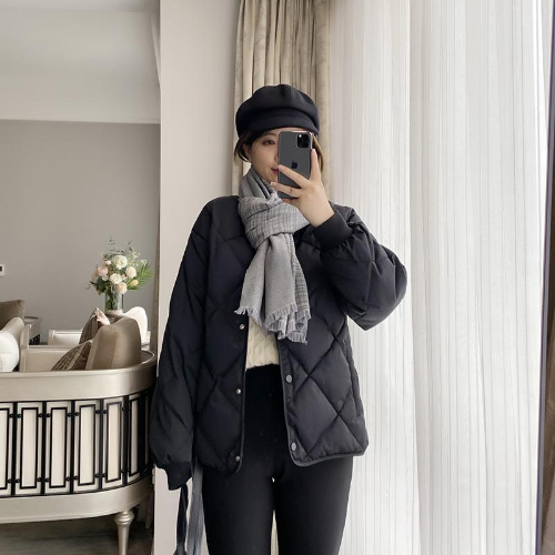Winter Thick Short Jacket Lingge DownCotton Jacket Women Loose Winter Light Coat - Bild 2 von 14