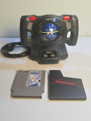 NES Nintendo Top Gun Game & Quickshot Joystick Controller QS-153 Clean & Tested