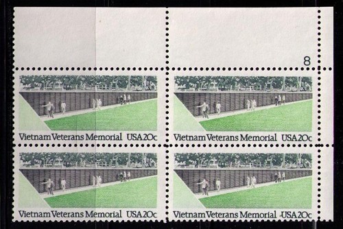 Stati Uniti USA Sc# 2109 MNH FVF Piastra # Blocco Vietnam Veterani Memorial - Foto 1 di 1