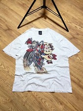 Vintage 1996 Warner Bros Looney Tunes Taz Bike T-Shirt Distressed Gray Size L