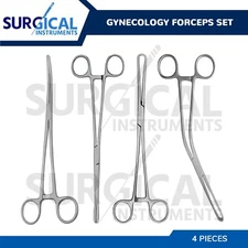 4 Pcs Set of Forceps Gynecology Surgical Instruments stainless German Grade
