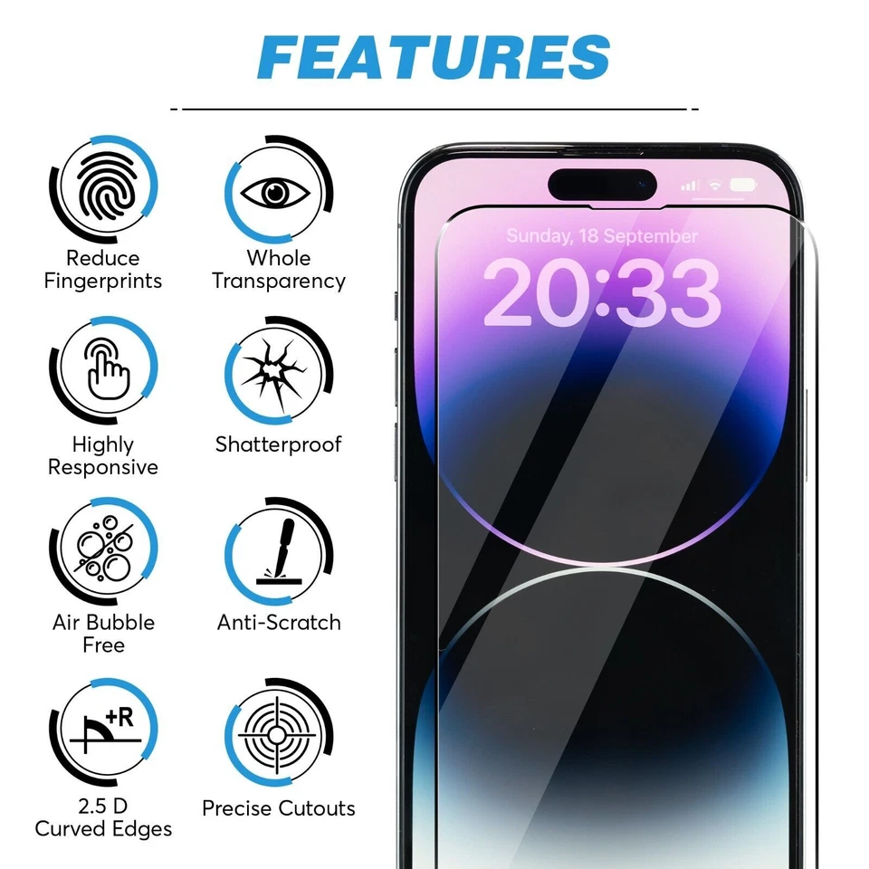 Tempered Glass Screen Protector For iPhone 16 15 14 13 12 11 XS X Pro Max Mini - Image 2 of 4