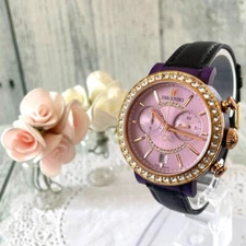 Swarovski Watch Purple Round Used From Japan Check description