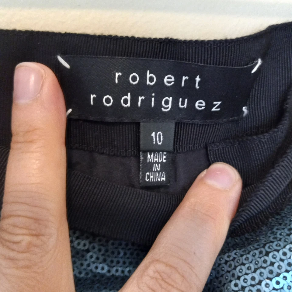 Falda divertida de fiesta forrada de seda con lentejuelas talla 10 ROBERT RODRIGUEZ para mujer Foto 3 de 4