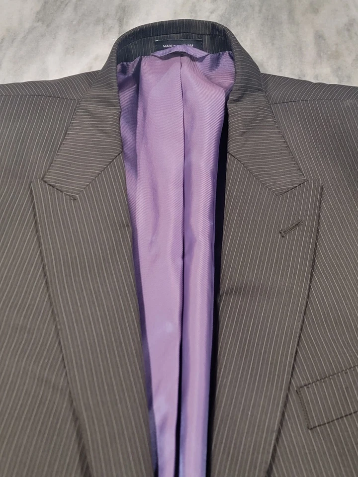 46L Мужская Sean John Blazer серовато-коричневый 2 пуговицы в полоску спортивное пальто - Изображение 3 из 4