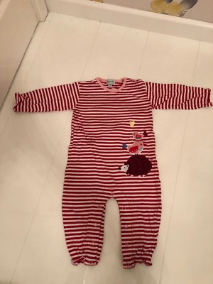 LILY + SID ROT GESTREIFTER IGELMOTIV OHNE FUSS BABYANZUG - ALL IN ONE - 6-12M