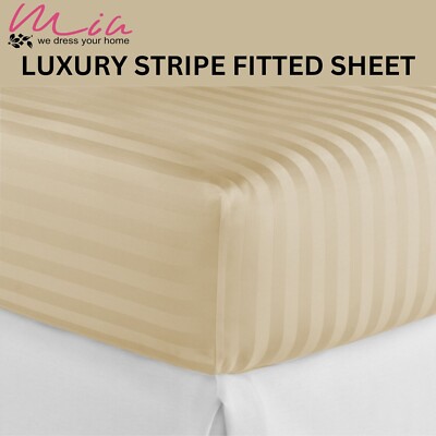 Hotelqualität Satin Streifen Spannbetttuch 100% P Baumwolle Doppelbett Matratzenbezug