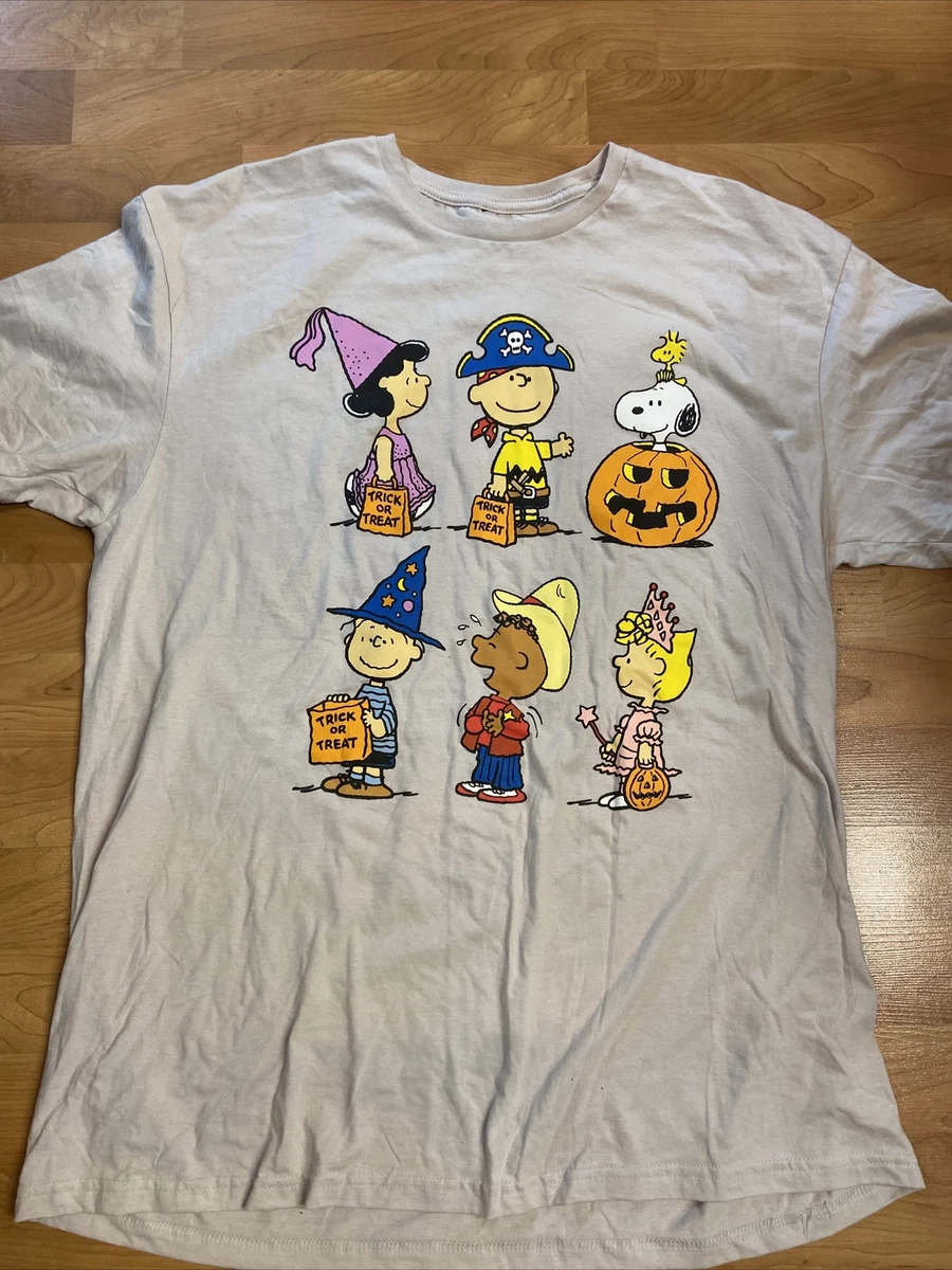 Peanuts Charlie Brown Halloween Trick Or Treat Gray T-Shirt - Size X-Large