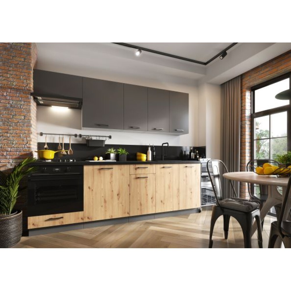 Muebles de Cocina Completa 180 y 240 cms Roble y Gris Grafito...