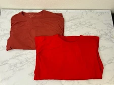 SHEIN Long Sleeve Pullover Shirt Womens XS Lot Of 2 Red Round Neck Top Y