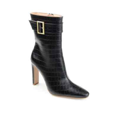 Journee Collection Womens Kayden Tru Comfort Foam Back Heel Zip Stacked Heel Booties Red 10