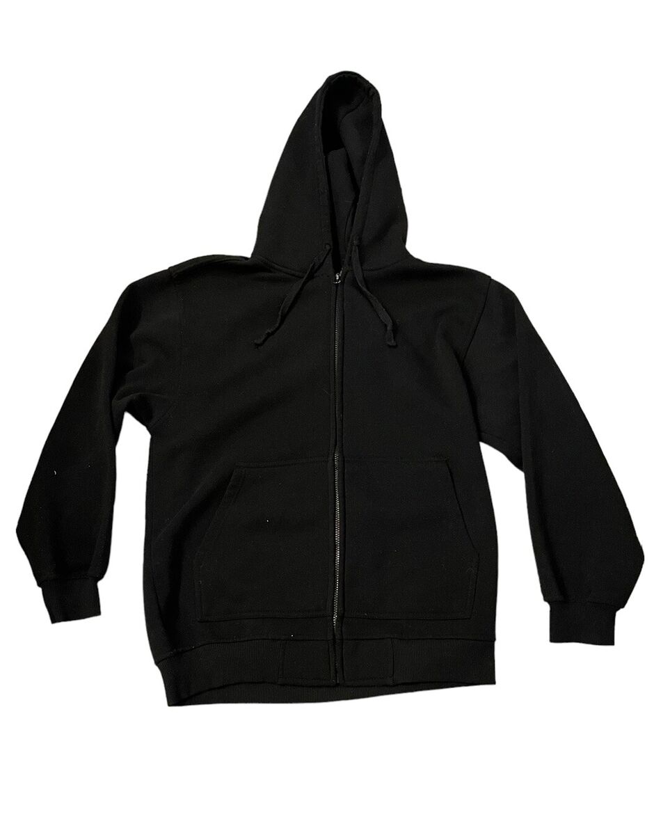 K-MOMO Mens Solid Black Full Zip Hoodie Sweatshirt M Medium K-MOMO Mens Solid Black Full Zip Hoodie Sweatshirt M Medium