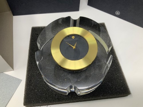 Movado Black Dial Round Crystal Clock TCL109M (chipped) READ - Picture 9 of 12