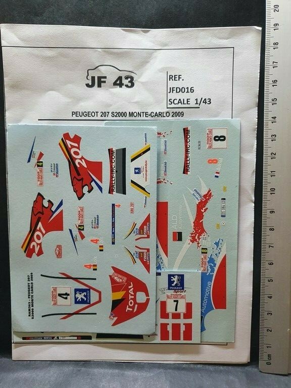 Decals 1/43 Peugeot 207 S2000 Monte Carlo kit de stickers JFD016