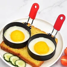 2 Pcs/Set Fried Egg Molds Kitchen Tool Stainless Egg Rings Shaper With Brush