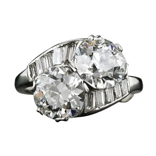 Twin Diamond Ring in Platinum