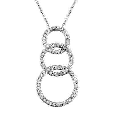 Drei geflochtene offene Diamant Kreise in 14 Karat Weißgold
