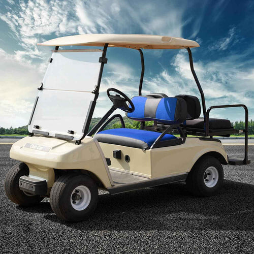 Set coprisedili per carrello da golf in pelle vinile blu - vestibilità universale - carrello club 2 passeggeri - Foto 2 di 8