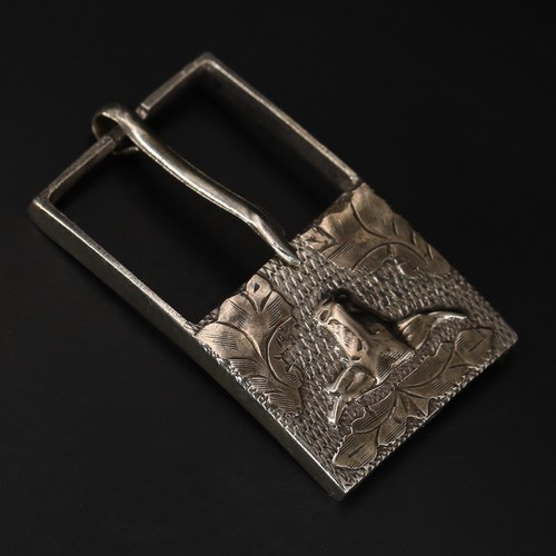 VTG Sterling Silver - MEXICO Western Two-Tone Longhorn Cow 1" Belt Buckle - 19g