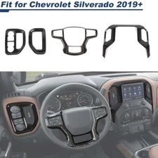 4X Steering Wheel Trim & Dashboard AC Air Vent Cover For Chevrolet Silverado 19+