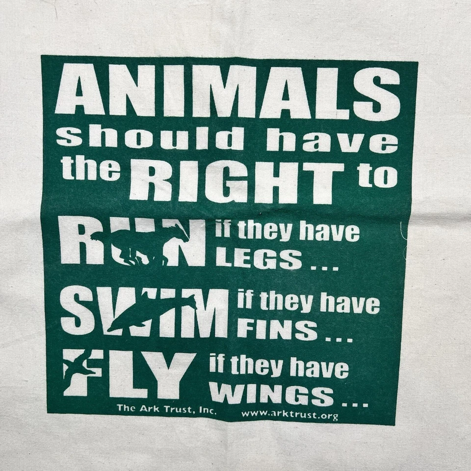 Bolso de Mano DE COLECCIÓN de Lona Derechos de los Animales Patrón Activista, 15x15 Lindo Foto 2 de 4