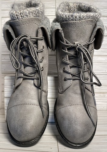 Cliffs by White Mountain Womens Size 10.5 Gray Ankle Boot W/ Knit Cuff #902 - Picture 2 of 3